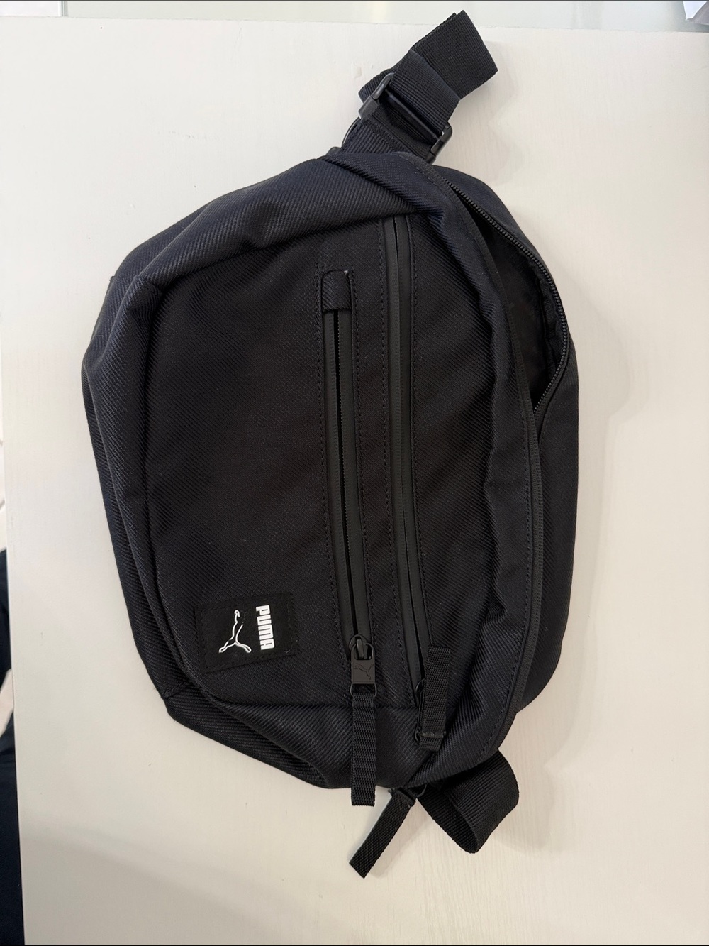PUMA Black Belt Sling Bag with Front Zip Pocket